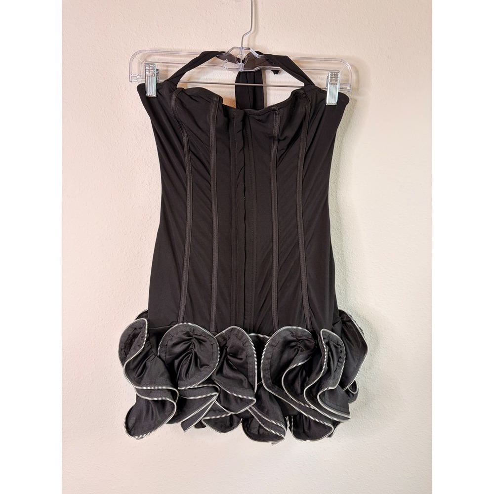 Vintage Y2K Black Corset Mini Dress Witchy Whimsigoth Victorian Corset Romantic